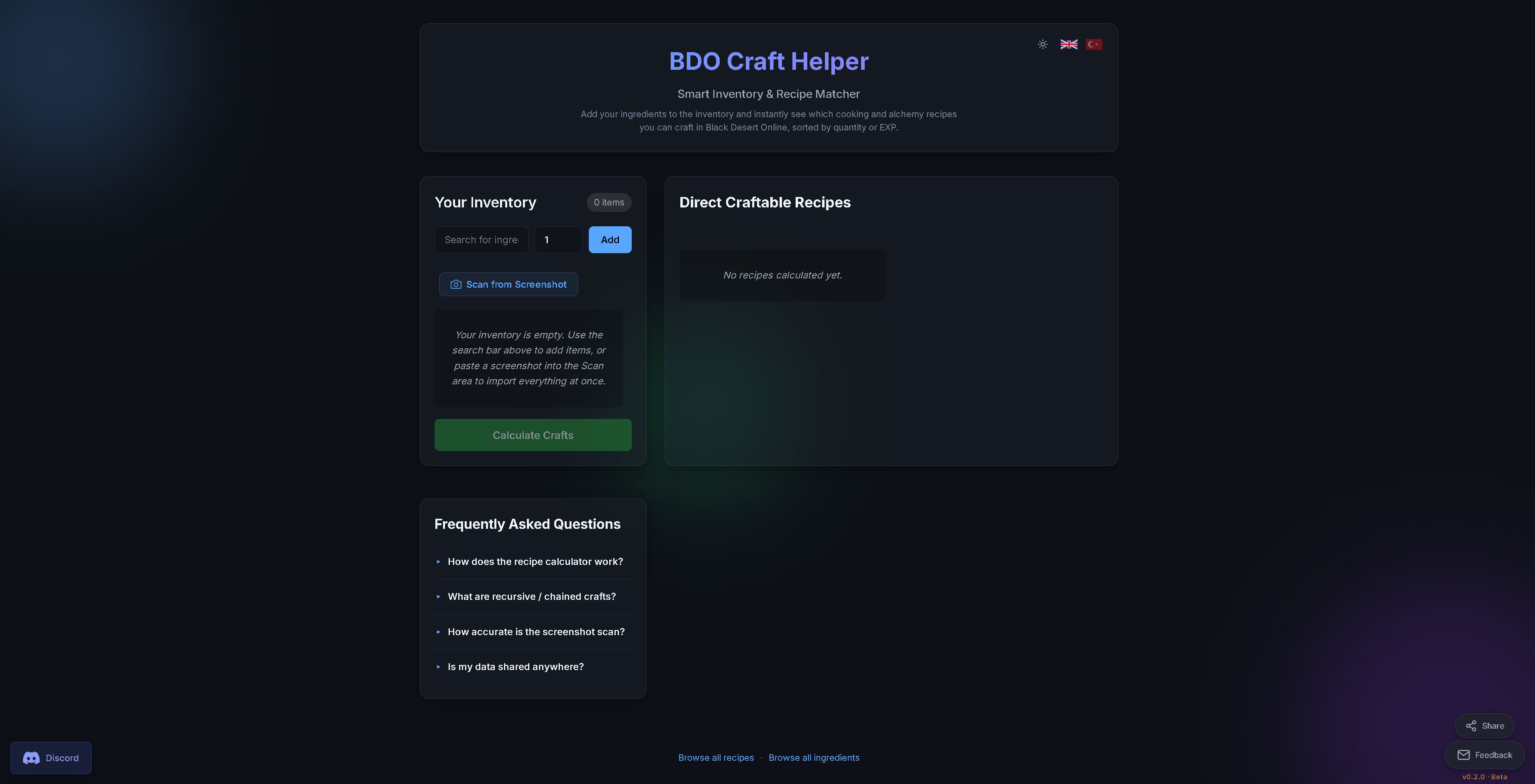 BDO Crafting Lab — Helper + Scanner